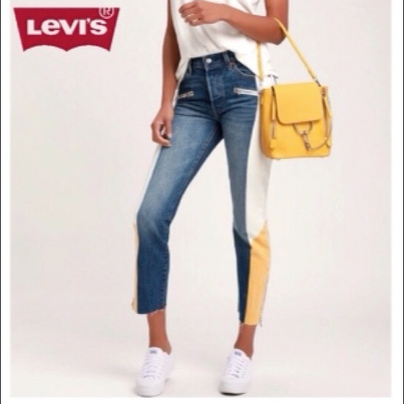 Levi's Jeans | Levis 501 Original Color Block Cropped Jeans | Color: Blue/White | Size: 24 | Hautenumber's Closet